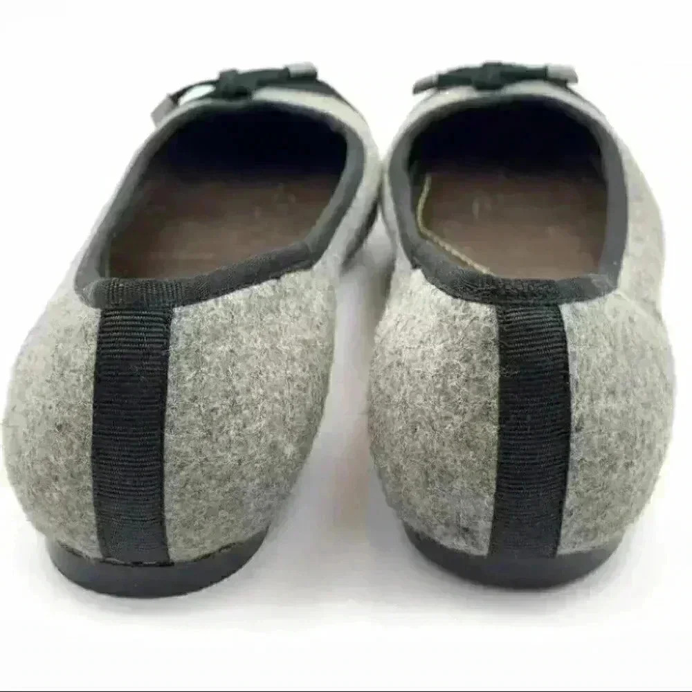 Lands’ End Flats 7.5 38 gray black felt ballet - Picture 3 of 9